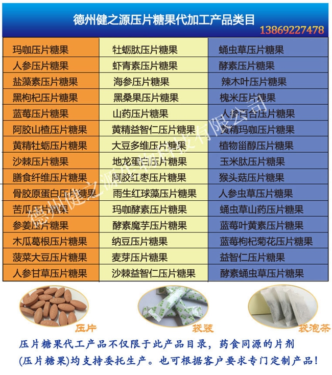 壓片糖果代加工產(chǎn)品目錄_德州健之源